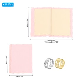 PATIKIL 6"x4" Jewelry Cleaning Cloth, 10 Pack Polishing Cloth Pure Cotton Cleaning Cloths Fourth Layer for Gold Silver Coins, Pink