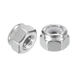 sourcing map 15Pcs 1/4"-20 Nylon Insert Hex Lock Nuts, 316 Stainless Steel Self-Locking Nylon Insert Stop Nut for Industrial Construction Fasteners, Silver&White