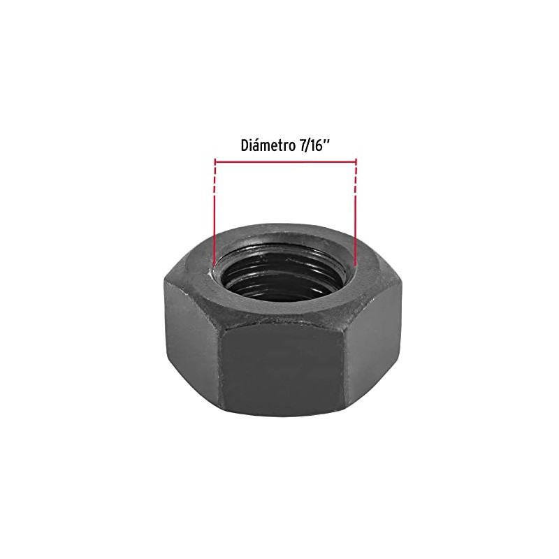 Fiero TUE5-7/16, Tuerca hexagonal grado 5 de 7/16", pavonada, bolsa