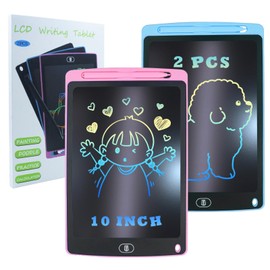 LCD Writing Tablet, 2 Packs Drawing Pads for Kids 3 4 5 6 Years Old 10 Inch Colorful Lines Doodle Scribble Boards Educational Toys for Boys Girls Road Trip EssentialsTravel Game Toys,Pink+Blue