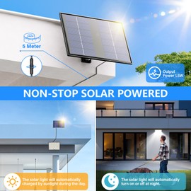 Solar Lights for Outdoor Use with Remote Control, Outdoor Lamp with Motion Sensor, IP65 Waterproof Solar Light with 5 m Cable for Garage, Garden, Yard, Steps, Front Doors, Lawn - Pack of 2