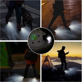 SUPERNIGHT Headlights for Croc, 2Pcs Croc Lights for Shoes and 2Pcs Luminous Shoe Charms Decoration for Dog Walking, Handy Camping, Home Life, IPX5 Waterproof, Ultra Bright and Long Lasting (Black)