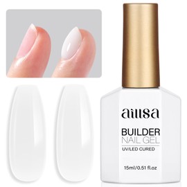 AILLSA Builder Gel for Nails Milky White 7 In 1 Hard Gel Polish for Nail Thickening Nude Strengthener Gel Nail Polish Light Color Extension U V Gel for Nail Art Base Coat Needed 0.51 Oz GB08