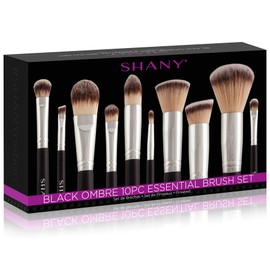 SHANY Black OMBRÉ Pro 10 PC Essential Brush Set with Travel Pouch - Old Model