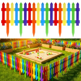 Maasechs 6 Pcs Rainbow Wooden Garden Fence 15.7" H x 72" L Landscape Edging Border, Garden Border Panels Ornamental Fence for Home School Lawn Flower Beds Pathways Outdoor Decor(6 Color)