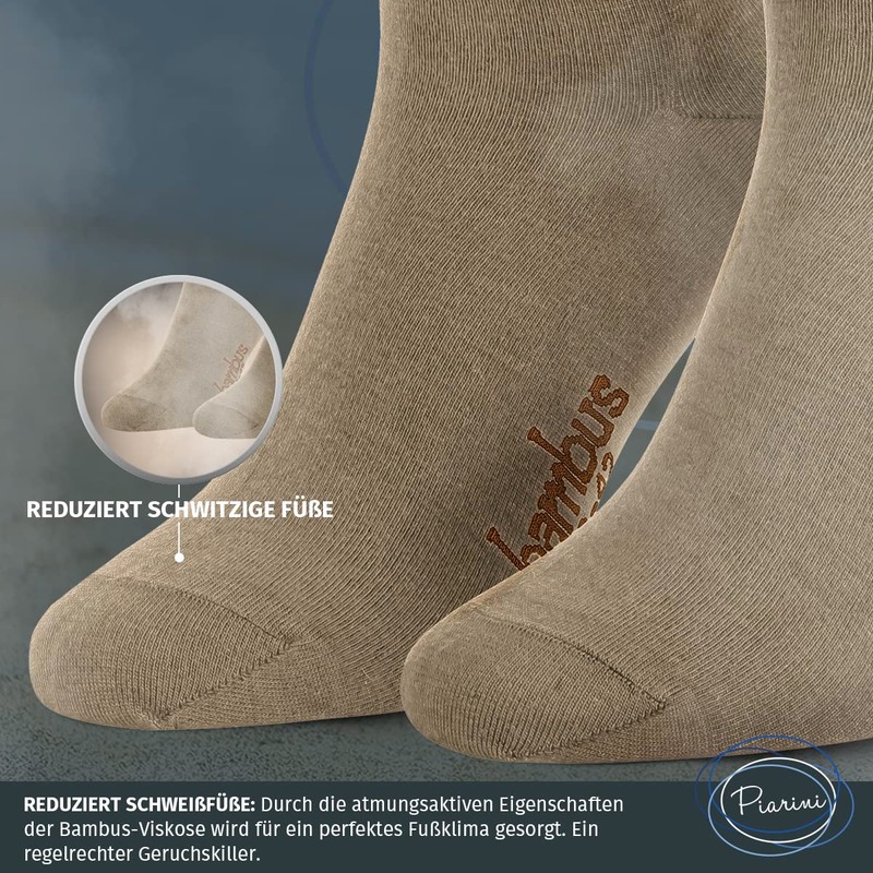 Piarini Bamboo Socks Anti Sweat [6 Pairs] Long – Women's
