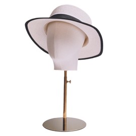 perfeclan Canvas Block Head Hutständer Stoffkopf Freistehender Desktop-Perücken-Präsentationskopf Perücken- und Hutständer für Kappen-Kopfbedeckungen zu Hause, Gold