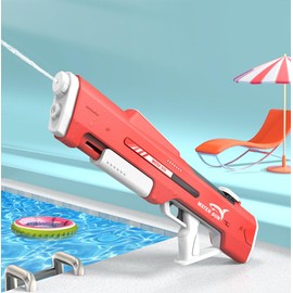 GIBURCER Electric Water Gun,Hand Self Integrated Automatic Water Suction Gun,Adult and Child Electric Water Guns，Summer Pool Beach Outdoor Game Toys for Kids Age 8-12,4-8 (Carmine red)