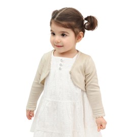 Lilax Baby Girls' Long Sleeve Cardigan Shrug Beige