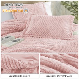 Homelike Moment Fleece Comforter Set Twin Pink, 2 Pieces Soft Fluffy Comforters Twin XL Size Thick Warm Bed Comforter with Sham for Winter, 3D Tufted Fuzzy Velvet Bedding Set(68x90in, Pink)