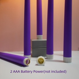 Ni-JASW Purple Flameless Taper Candles with Remote, Flickering Halloween LED Candlesticks Battery Powered Set of 6