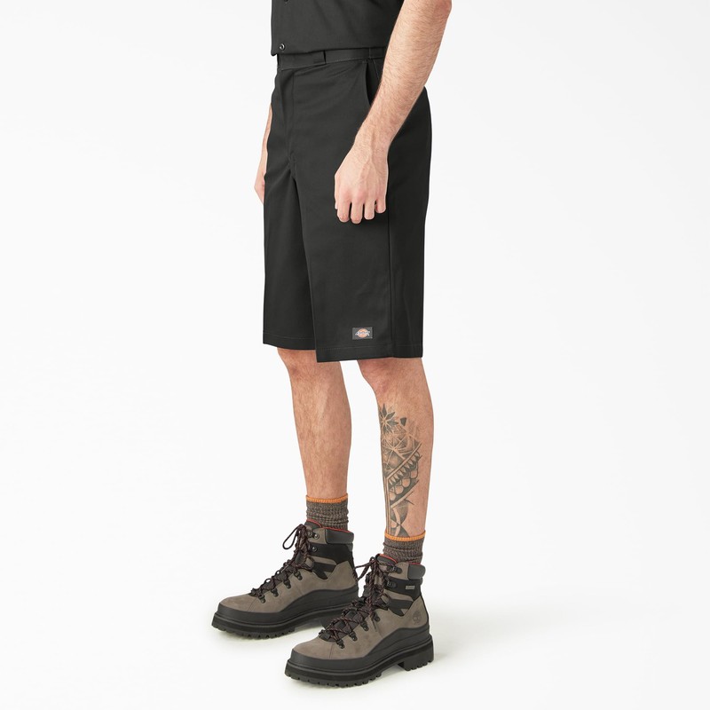 Dickies Loose Fit Flat Front Work Shorts, 13", Black, 50