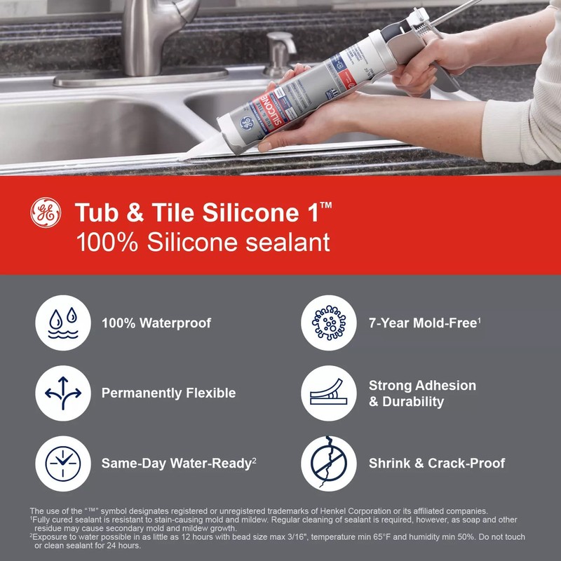GE Silicone Caulk for Tub & Tile Kitchen & Bath