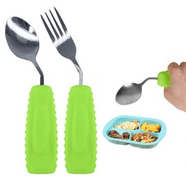 EZ Assistive Adaptive Weighted Utensils Set – Spoon and Fork for Hand Tremors, Parkinson’s, Elderly, and Arthritis – Adaptive Eating Utensils for Weak Grip and Limited Mobility
