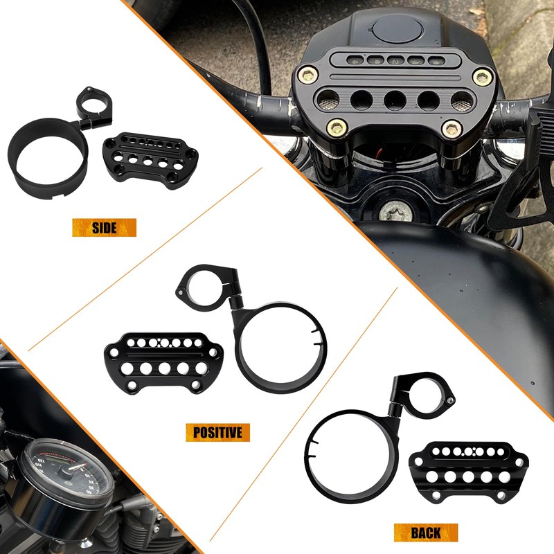 HCmotorku Motorcycle Speedometer Side Mount Indicator Bracket 39MM Handlebar Clamp