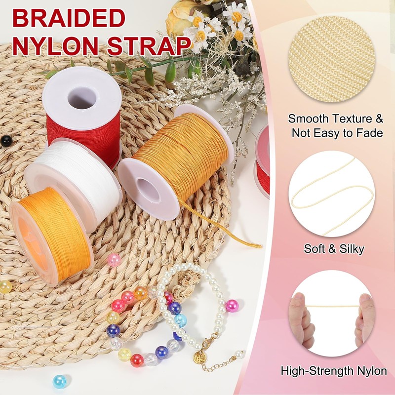 PATIKIL Nylon Cord 1.5mm x 55 Yards, Bracelet String Braided