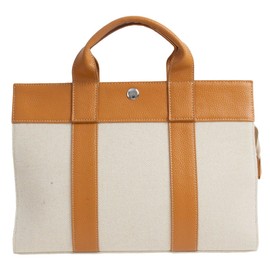 MALTA Small Mini Tote Bag, Canvas, Cowhide Leather, Zipper, Lightweight, Plain, Canvas, Men's, Women's, Braun