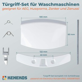 Kenekos - Door Handle Suitable for AEG 405508700/3 4055087003 Washing Machine Handle Washing Machine Door Handle White for Washing Machine Washer Dryer Tumble Dryer Porthole with Mounting Material