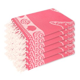 Organix 100% Cotton Turkish Fouta Beach Towel, 6 Pack, 36"x72", Sand Free Quick Dry Swim Towel, Extra Large Light Travel Towel for Adults, Soft Durable Absorbent - Fuchsia