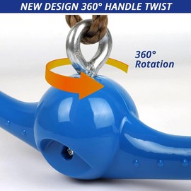 Ninja-Twister Swing Spins Set: Slackline Attachments - 360° Handle Twist-Spin Flips Toy Activate Ninja Powers Warrior Accessories Kids Hang Toys for Playground Backyard Blue - Color: Blue
