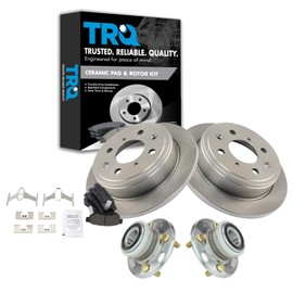 TRQ Rear Brake Pad & Rotor Kit Brake Pads Brake Rotor Wheel Hub Bearing Assembly Ceramic Compatible with 1990-2001 Acura Integra 1992-2000 Honda Civic 1995-1997 Civic del Sol