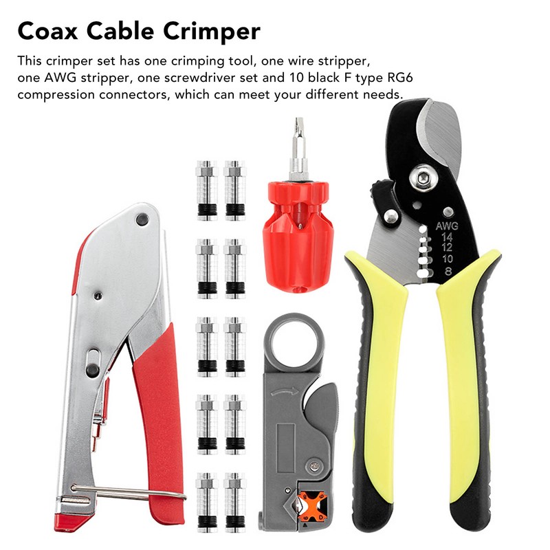 RG59 RG6 Coax Cable Crimper Tool Kit Coaxial Cable Crimper