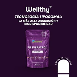 Wellthy Resveratrol Liposomal Cápsulas Entrega Optimizada Mas Alta Biodisponibilidad Cápsula Vegana 350mg Días Completos Porciones Bottle Free