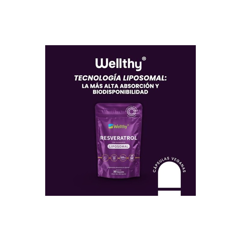 Wellthy Resveratrol Liposomal Cápsulas Entrega Optimizada Mas Alta Biodisponibilidad Cápsula