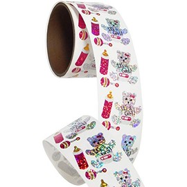 Bulk Roll Prismatic Stickers, It's A Girl/Teddy (100 Repeats)