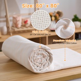 Riiai 80" x 80" Rug Tufting Cloth Kit: Overlocking Primary Tufting Cloth with Marked Lines & Rug Backing Non-Slip Rug Pad Fabric, Professional Tufting Supplies