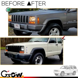 GSOWO 𝟮𝟬𝟮𝟰 𝗨𝗽𝗴𝗿𝗮𝗱𝗲 2 PCS LED Front Side Marker Lights for Jeep Cherokee XJ 1997-2001, Bumper Corner Parking Signal Lamps Smoked Lens, Jeep Cherokee Accessories - White Lens