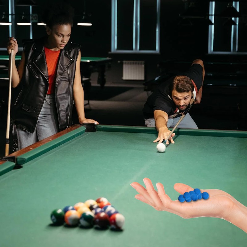 13mm Pool Cue Tips, 50 Pack Blue Leather Snooker Cue