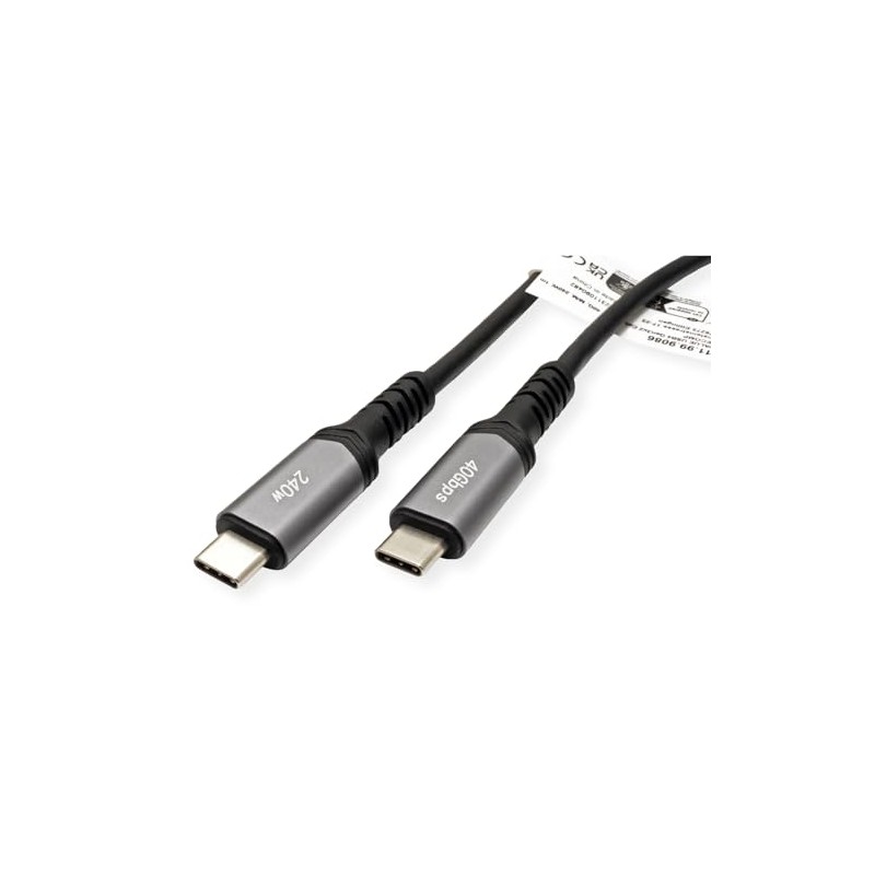 VALUE USB4 Gen3x2 Cable, C-C, ST/ST, 40Gbit/s, 240W, Black, 0.5m
