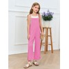 Haloumoning Girls Wide Leg Jumpsuit Kids Casual Sleeveless Romper Spaghetti