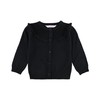 RuffleButts Black Sweater Knit Ruffle Trim Cardigan - 6-12m