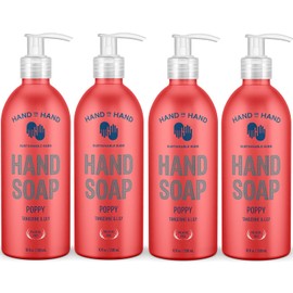 Hand in Hand Nourishing Liquid Hand Soap, 10 Fl Oz, Tangerine & Lily, Poppy Scent, 4 Pack