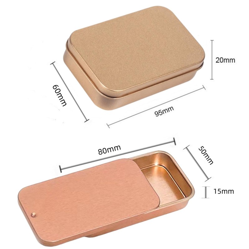JYCY 2pcs Small Rectangular Metal Storage Boxes with Lids -
