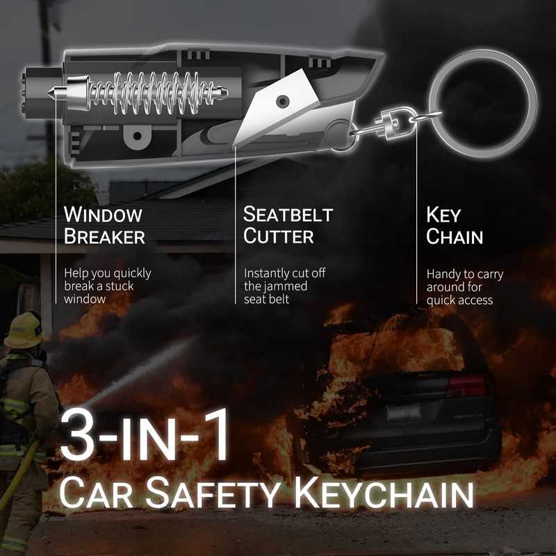 SINSEN Window Breaker Seatbelt Cutter, Car Emergency Safety Keychain, Seat