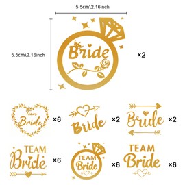 MOSNOW Team Bride Tattoos Gold 3 Types Tattoo Stickers for the Bride 4 Types Tattoo Stickers for Bridesmaid Temporary Tattoos Decoration Accessories Pack of 30