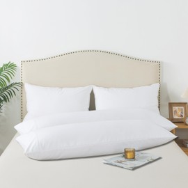 WhatsBedding Body Pillow Cover(2 Pack), Ultra Soft Microfiber Pillowcases, Breathable Long Pillow Case, Envelope Closure - White (20x54 inch)