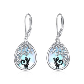 Moonstone Earrings S925 Sterling Silver Butterfly/Cat/Phoenix Moonstone Leverback Earrings Jewellery for Women Girls, Sterling Silver, Moonstone
