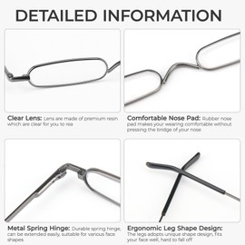 SEEKEY Mini Reading Pen Clip Case Mini Lightweight Readers Blue Light Blocking Reading Glasses for Men and Women 3.5