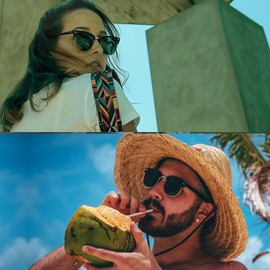 Joopin Polarized Semi Rimless Sunglasses Women Men Sun Glasses UV Protection (Gloss Black+Matte Black)