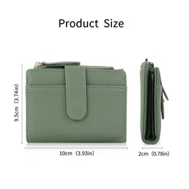 AdiStylinno Small Wallets for Women, Bifold Women's Wallets Soft PU Leather Card Holder with ID Window Zipper Coin Pocket (Green)