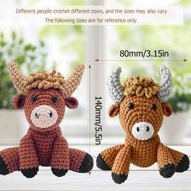 Crochet Set Animals, Highland Cow Chopping Kit for Beginners, with Crochet Hook, Scissors and Yarn etc., Fully Equipped for Knitting Enthusiasts or Beginners