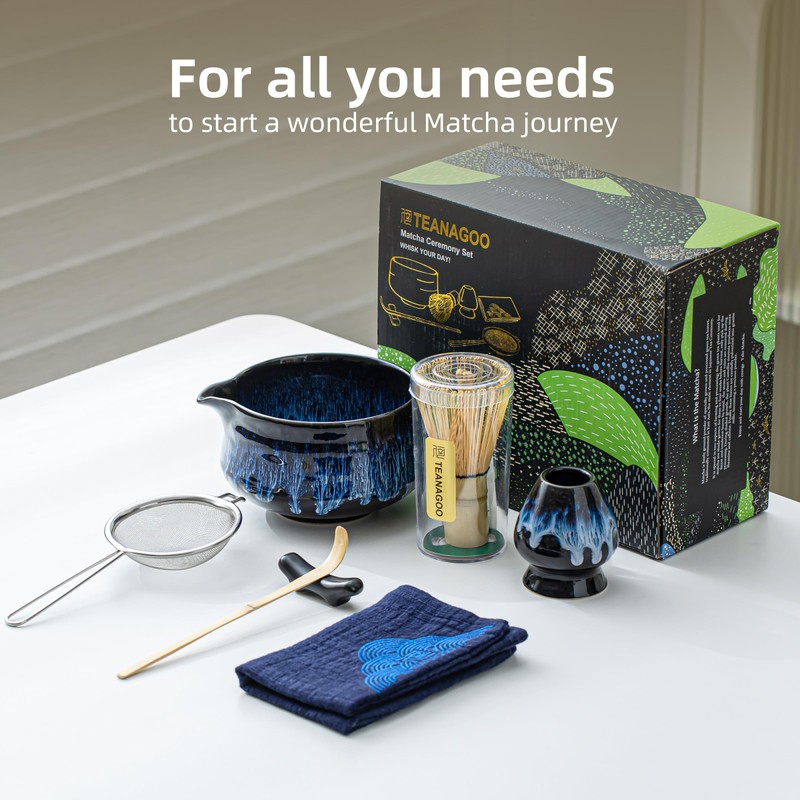 TEANAGOO 7 Pcs Matcha Whisk Set, Matcha Set for Ceremony,