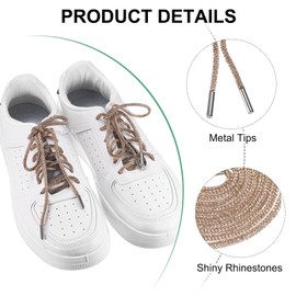 M METERXITY 2-Pair Rhinestone Shoelaces for Sneakers 47" Round Bling Crystal Drawstring Cords for Sneakers/Boots/Hoodie Rhinestone Hoodie String Rope Shoe Laces Replacement [Black, Champagne]