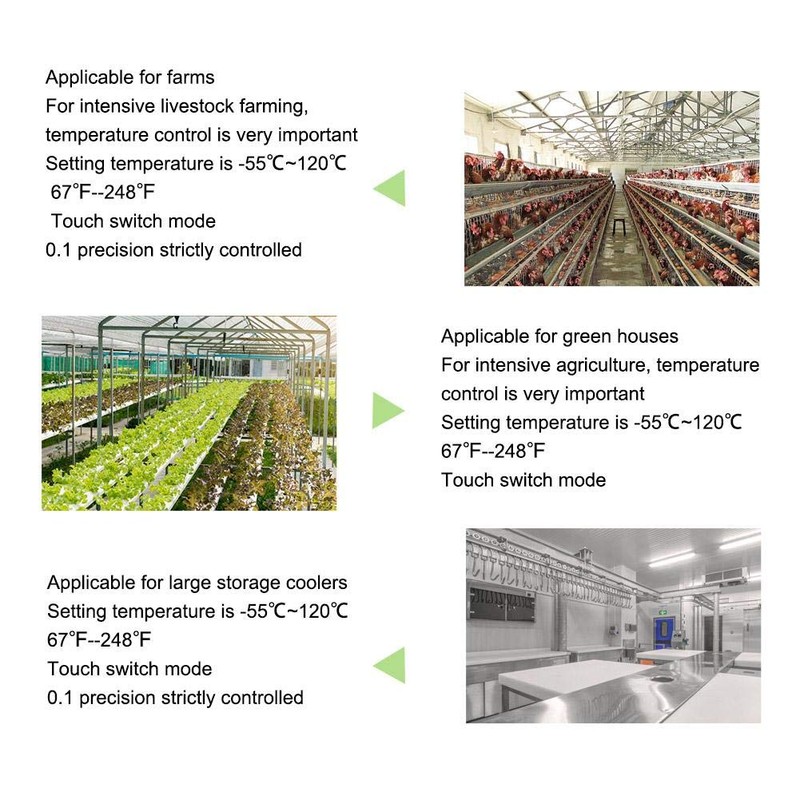 Digital Temperature Controller with Adjustable Heating Cooling Thermostat and Sensor