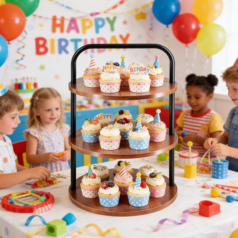 Wooden Cupcake Stand 2 Pack, Large Cupcake Tower Stand for