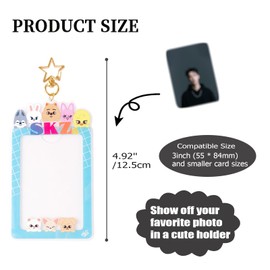SK-Z Photocard Holder Keychain, Animals Cartoon Photo Sleeve ID Bank Credit Card Holder Protective Case for Stray Fans (Group)